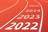 Red running track with new year 2022 concept
