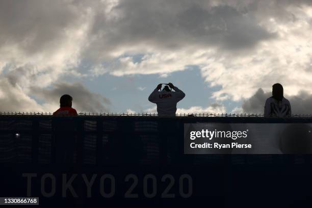 Bronze Medalist Amuro Tsuzuki of Team Japan, Gold Medalist Carissa Moore of Team United States and Silver Medalist Bianca Buitendag of Team South...