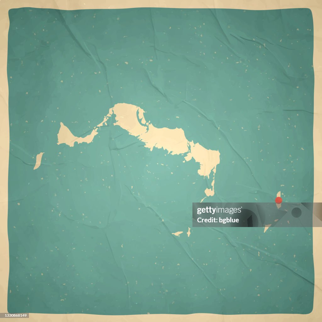Turks and Caicos Islands map in retro vintage style - Old textured paper