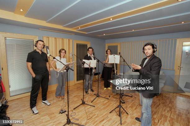 Ezio Bosso, Fabrizio Palma, Monica Cognoli, Rossella Ruini recording together in Pino Daniele's priviate studio, Rome, Italy, 2003.