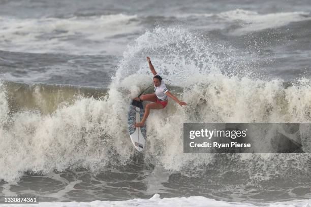 Carissa Moore of Team United States surfs during the Gold Medal match against Bianca Buitendag of Team South Africa on day four of the Tokyo 2020...