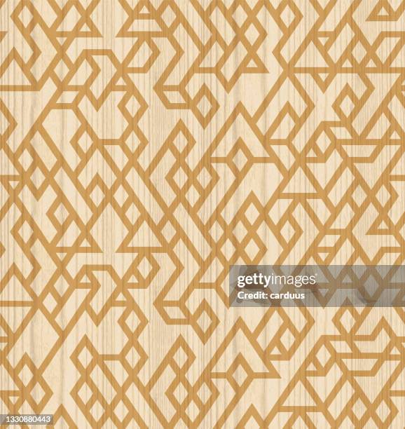 seamless wood textured geometric pattern - vinyl tile stock illustrations
