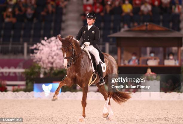Isabell Werth of Team Germany riding Bella Rose 2 competes in the Dressage Team Grand Prix Special Team Final on day four of the Tokyo 2020 Olympic...