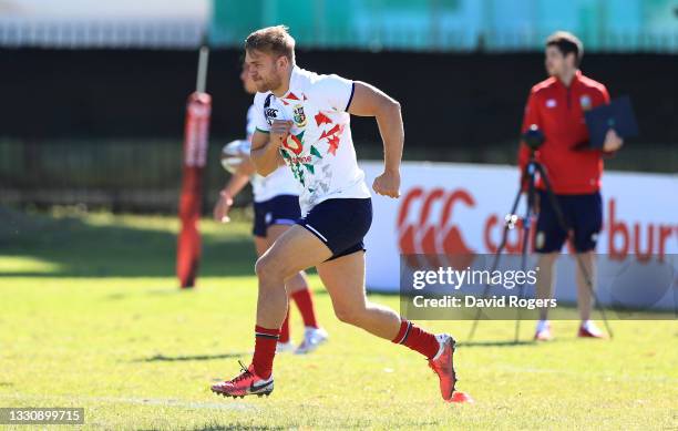 Chris Harris sprints during the British & Irish Lions training session held at Hermanus High School on July 27, 2021 in Hermanus, South Africa.