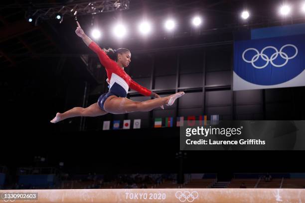 Jordan Chiles of Team United States competes in balance beam during the Women's Team Final on day four of the Tokyo 2020 Olympic Games at Ariake...