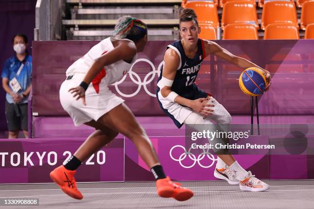 Laetitia Guapo of Team France handles the ball in the 3x3 Basketball competition on day four of the Tokyo 2020 Olympic Games at Aomi Urban Sports...