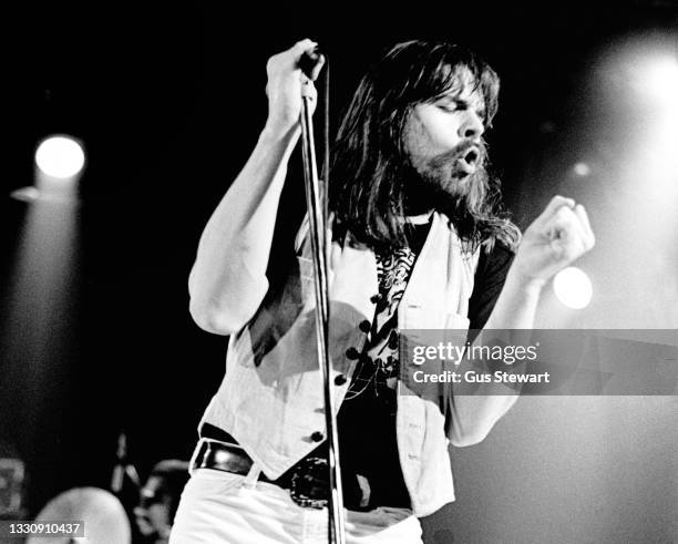 Bob Seger of Bob Seger & The Silver Bullet Band performs on stage at Hammersmith Odeon London, England, on October 22nd, 1977.