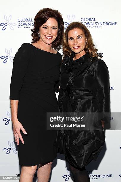 Anchor Kyra Phillips and Lynda Erkiletian of T.H.E. Artist Agency and the Real Housewives of DC arrive at the inaugural 2011 Global Down Syndrome...