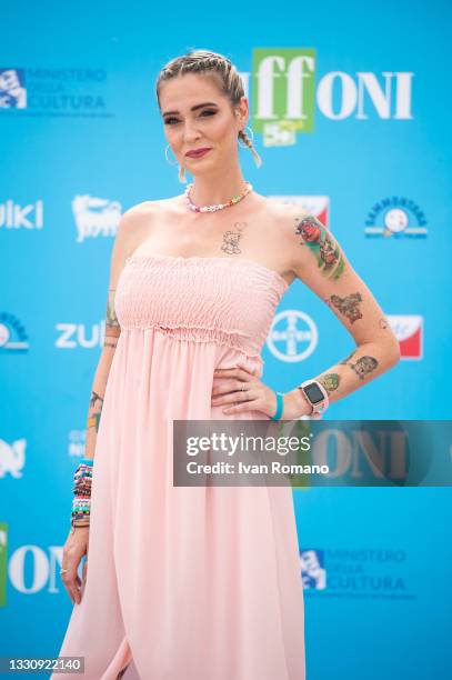 Sabrina Cereseto, aka LaSabri, attends the photocall at the Giffoni Film Festival 2021 on July 27, 2021 in Giffoni Valle Piana, Italy.