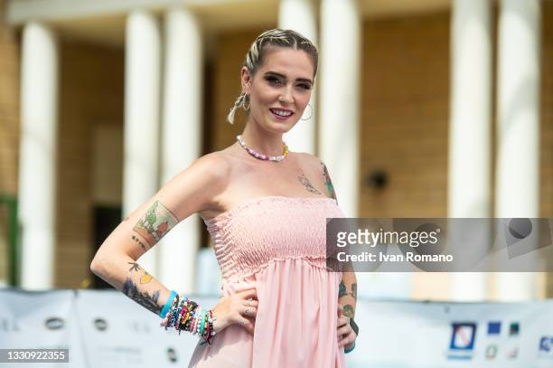 Sabrina Cereseto, aka LaSabri, attends the blue carpet at the Giffoni Film Festival 2021 on July 27, 2021 in Giffoni Valle Piana, Italy.