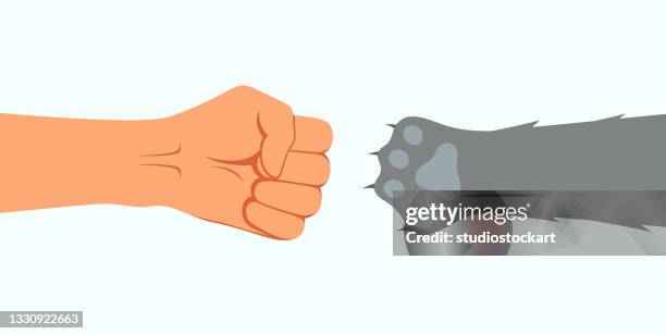 human hand with paw - paw print pattern stock illustrations