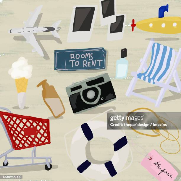 trip - setting up camera stock illustrations