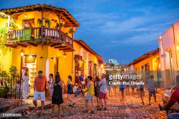 tourists on the street in trinidad - cuba bildbanksfoton och bilder