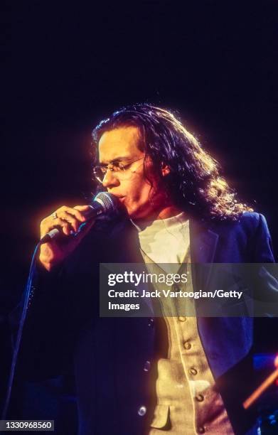 Puerto-Rican American Latin, Salsa, Tropical, and R&B singer Marc Anthony performs during Marlboro Music's 'Combinacion Perfecta' concert at Madison...