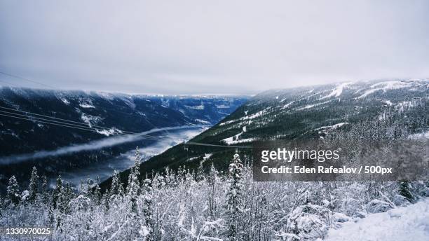 scenic view of snowcapped mountains against sky,rjukan,norway - telemark fotografías e imágenes de stock