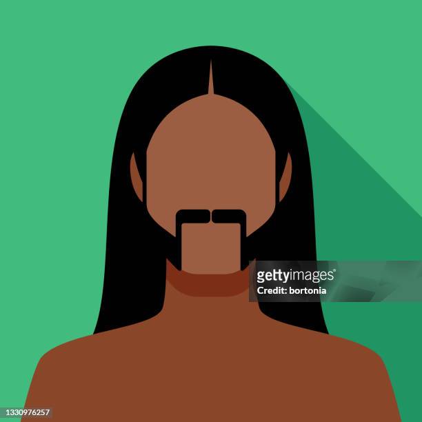 male facial hair avatar icon - asian man long hair stock illustrations
