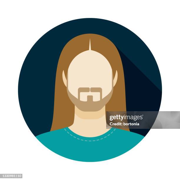 male facial hair avatar icon - long hair stock illustrations