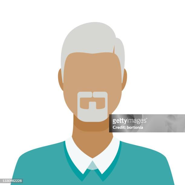 männliche gesichtsbehaarung avatar symbol - hispanic senior face stock-grafiken, -clipart, -cartoons und -symbole