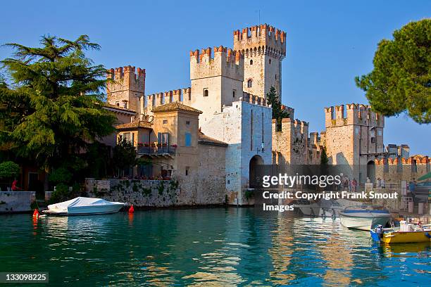 scaliger castle at sirmione, garda lake, italy - sirmione stock pictures, royalty-free photos & images