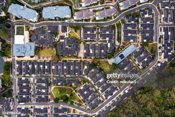 sydney suburb overhead perspective roof tops - sydney from above stock pictures, royalty-free photos & images