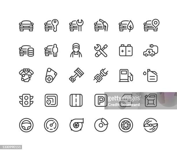 car service line icons editable stroke - petrol stock-grafiken, -clipart, -cartoons und -symbole