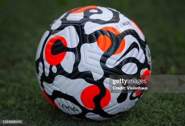 The official Premier League 2021/22 Nike Aerowsculpt football during the pre-season friendly match between Manchester City and Preston North End at...