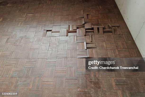 swollen parquet floor or hardwood floors swell in the room - floorboard stock pictures, royalty-free photos & images