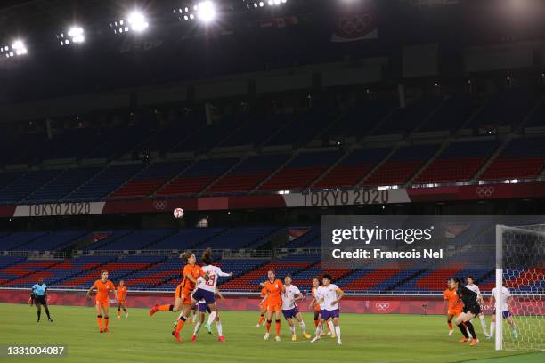 General view of play during the Women's Group F match between Netherlands and China on day four of the Tokyo 2020 Olympic Games at International...