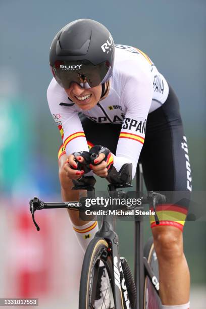 Margarita Victoria Garcia Canellas of Team Spain during the Women's Individual time trial on day five of the Tokyo 2020 Olympic Games at Fuji...