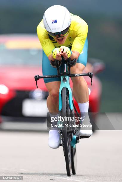 Grace Brown of Team Australia rides during the Women's Individual time trial on day five of the Tokyo 2020 Olympic Games at Fuji International...