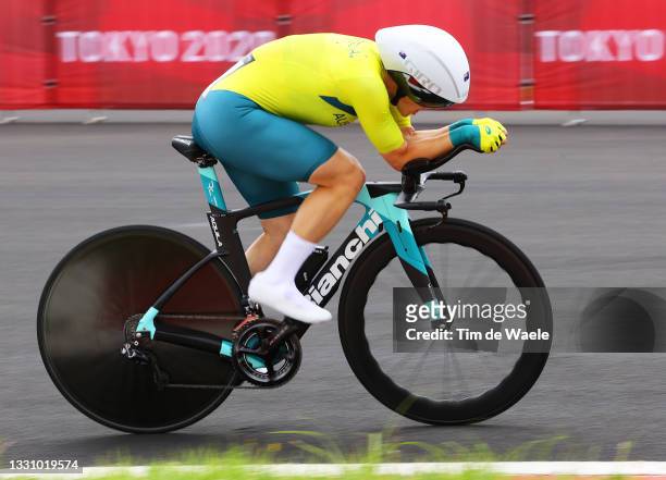 Grace Brown of Team Australia rides during the Women's Individual time trial on day five of the Tokyo 2020 Olympic Games at Fuji International...
