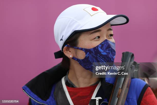 Yukie Nakayama of Team Japan during Trap Women's Qualification on day five of the Tokyo 2020 Olympic Games at Asaka Shooting Range on July 28, 2021...