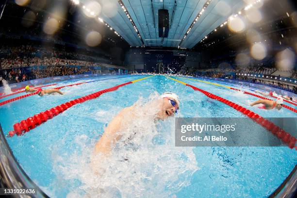 Liyan Yu of Team China competes in the Women's 200m Butterfly Semifinal on day five of the Tokyo 2020 Olympic Games at Tokyo Aquatics Centre on July...