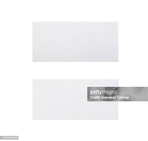 set of white envelopes (sealed, empty), isolated on white background - bolsita fotografías e imágenes de stock
