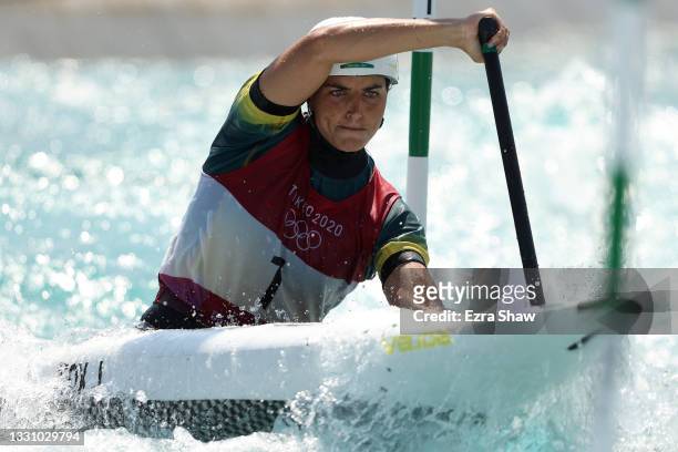 Jessica Fox of Team Australia competes during the Women's Canoe Slalom Heats 1st Run on day five of the Tokyo 2020 Olympic Games at Kasai Canoe...