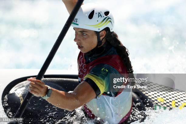 Jessica Fox of Team Australia competes during the Women's Canoe Slalom Heats 1st Run on day five of the Tokyo 2020 Olympic Games at Kasai Canoe...