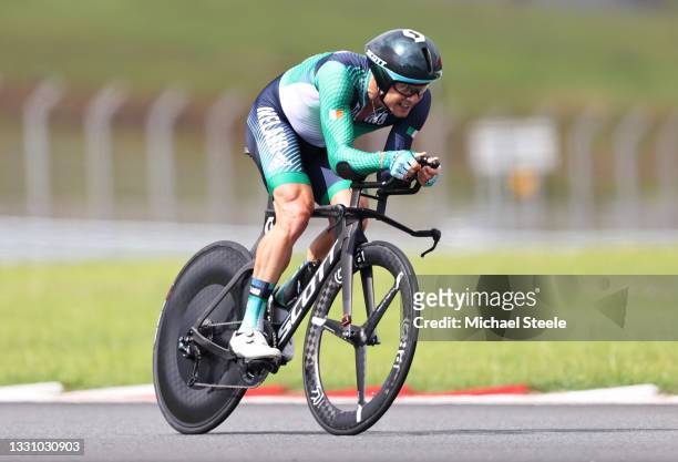 Nicolas Roche of Team Ireland rides during the Men's Individual time trial on day five of the Tokyo 2020 Olympic Games at Fuji International Speedway...