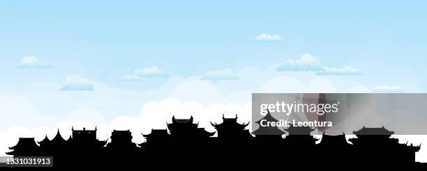 ancient chinese city (all buildings are complete and moveable) - shantou city stock illustrations