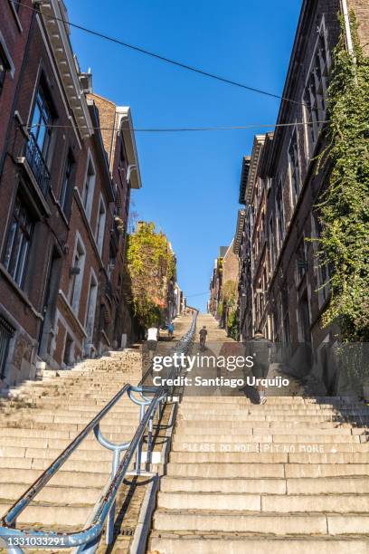 the stairway of the montagne de bueren - liege stock pictures, royalty-free photos & images