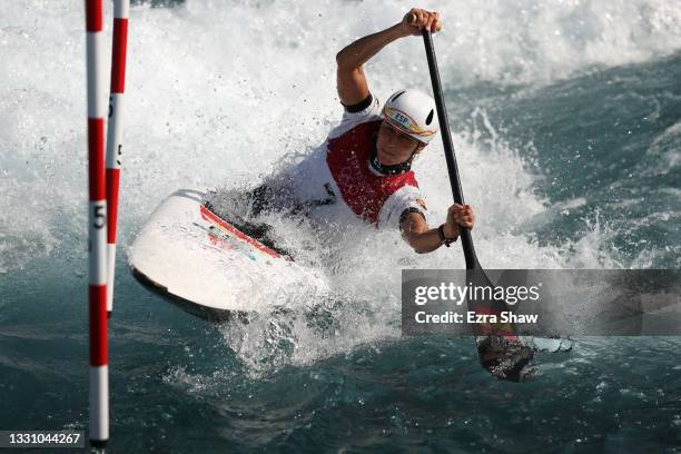 Nuria Vilarrubla of Team Spain competes during the Women's Canoe Slalom Heats 2nd Run on day five of the Tokyo 2020 Olympic Games at Kasai Canoe...