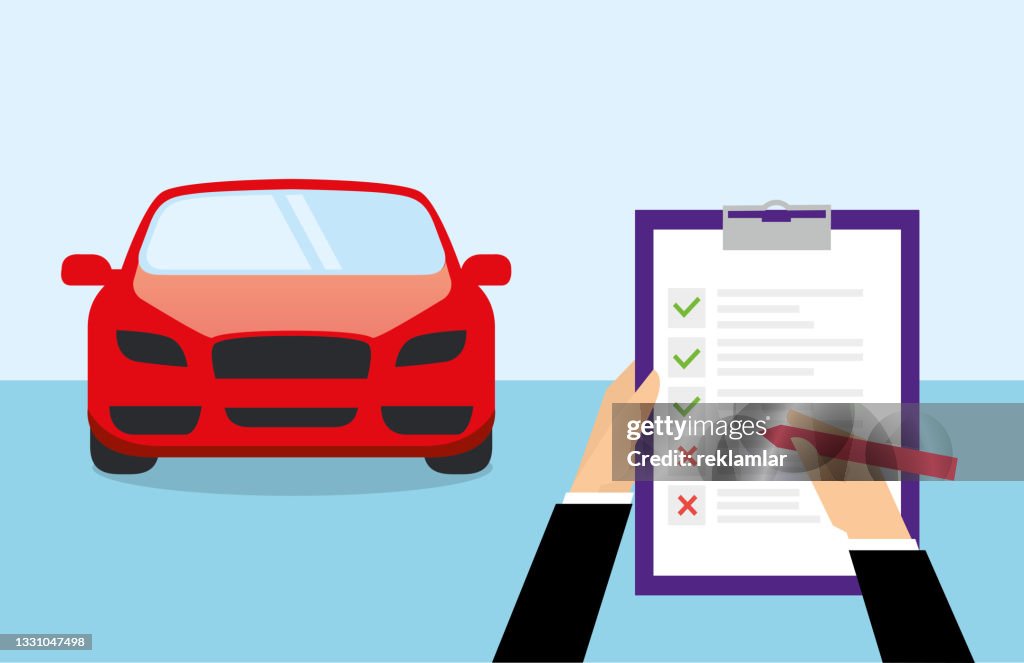 The idea of safety, property and protection of life from damage. Car insurance vector. Maintenance check concept for safe driving of the car.