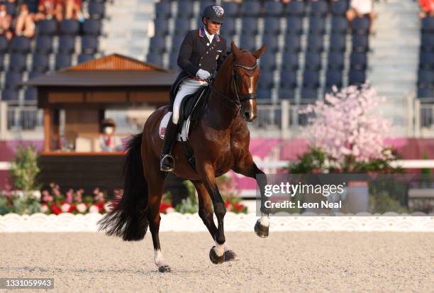 Steffen Peters of Team USA riding Suppenkasper competes in the Dressage Individual Grand Prix Freestyle Final on day five of the Tokyo 2020 Olympic...