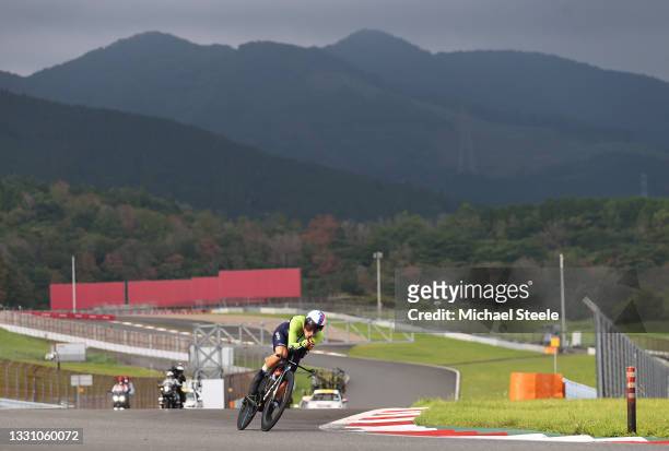 Primoz Roglic of Team Slovenia rides during the Men's Individual time trial on day five of the Tokyo 2020 Olympic Games at Fuji International...