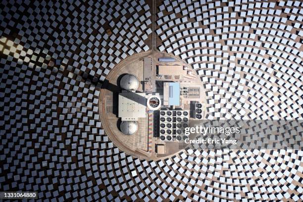 photovoltaic power station full of sense of science and technology - aerial view stock-fotos und bilder