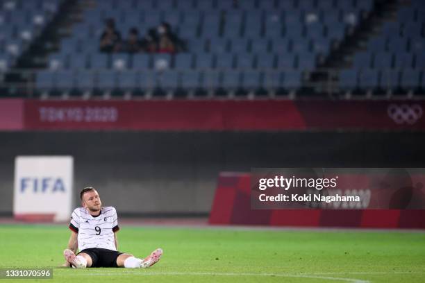 Cedric Teuchert of Team Germany looks dejected following the Men's Group D match between Germany and Cote d'Ivoire on day five of the Tokyo 2020...