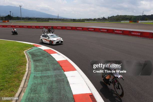 General view of Lisa Klein of Team Germany rides during the Women's Individual time trial on day five of the Tokyo 2020 Olympic Games at Fuji...