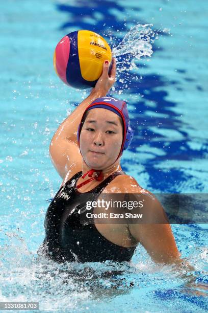 Yumi Arima of Team Japan in action during the Women's Preliminary Round Group B match between China and Japan on day five of the Tokyo 2020 Olympic...