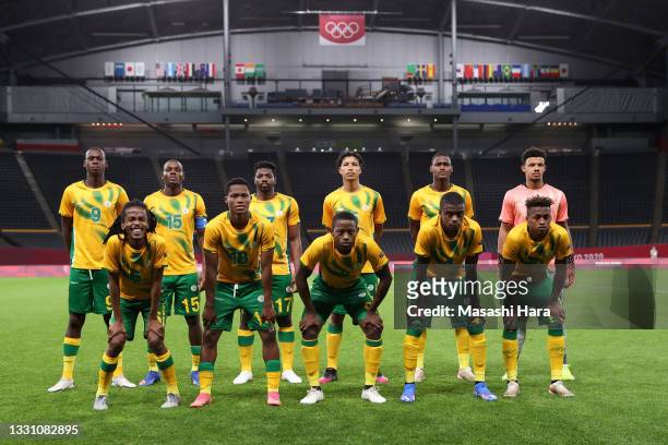 Players of Team South Africa pose for a team photograph prior to the Men's First Round Group A match between South Africa and Mexico on day five of...