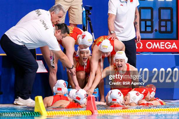 Head coach Petar Porobic of China, Lin Peng of China, Xinyan Wang of China, Xiaohan Mei of China, Dunhan Xiong of China, Guannan Niu of China, Ying...