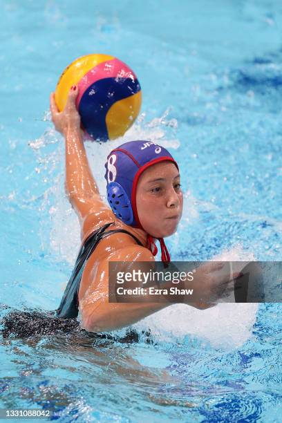 Yuki Niizawa of Team Japan on attack during the Women's Preliminary Round Group B match between China and Japan on day five of the Tokyo 2020 Olympic...